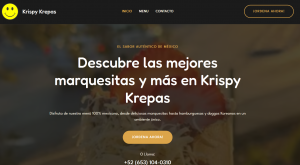 Screenshot of customer website called Krispy Krepas - a Crepe Shoppe